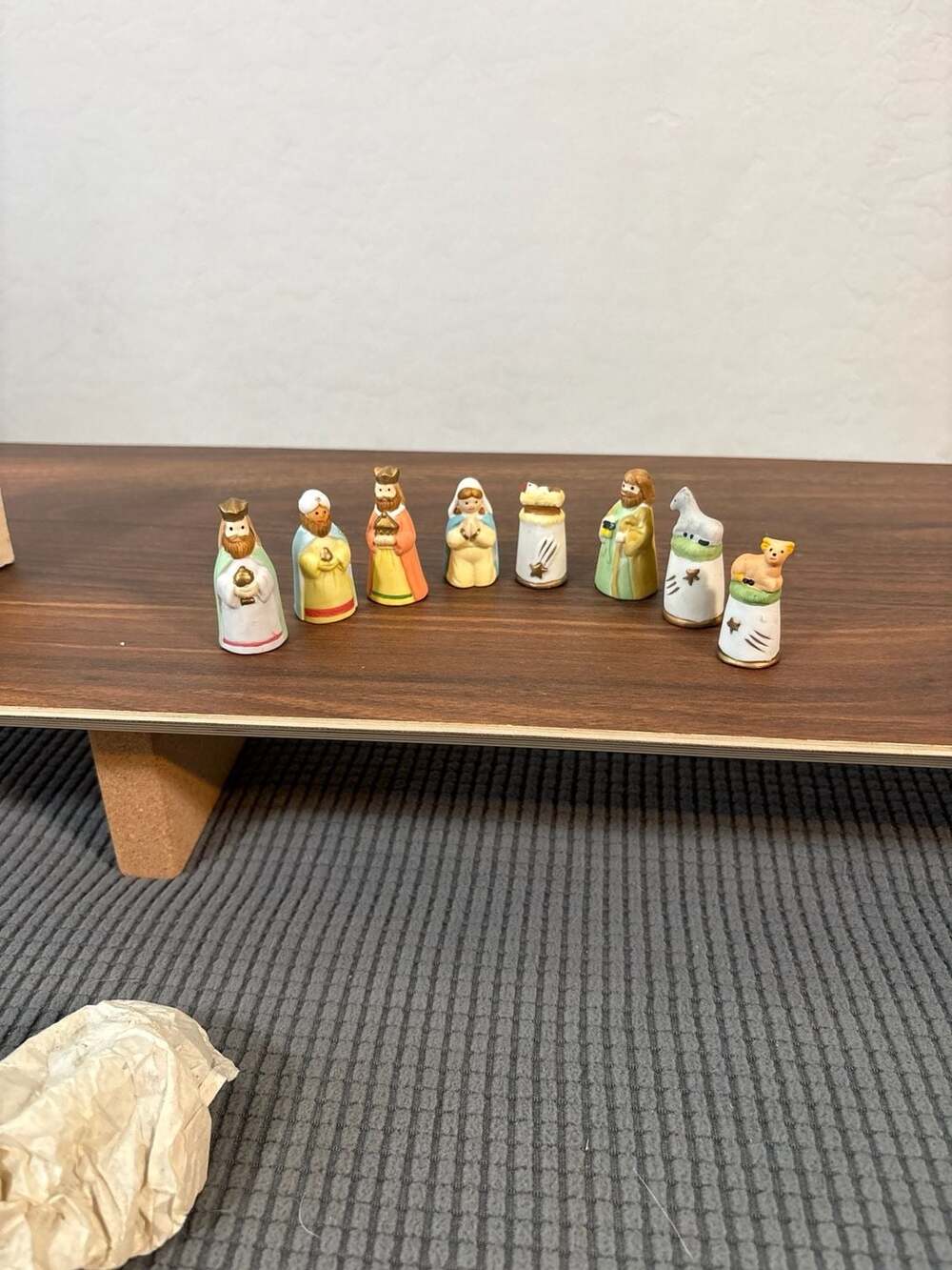 Vintage 8-Piece Miniature Porcelain Nativity Thimble Set